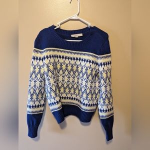 Loft Blue and Yellow Fair Isle Sweater